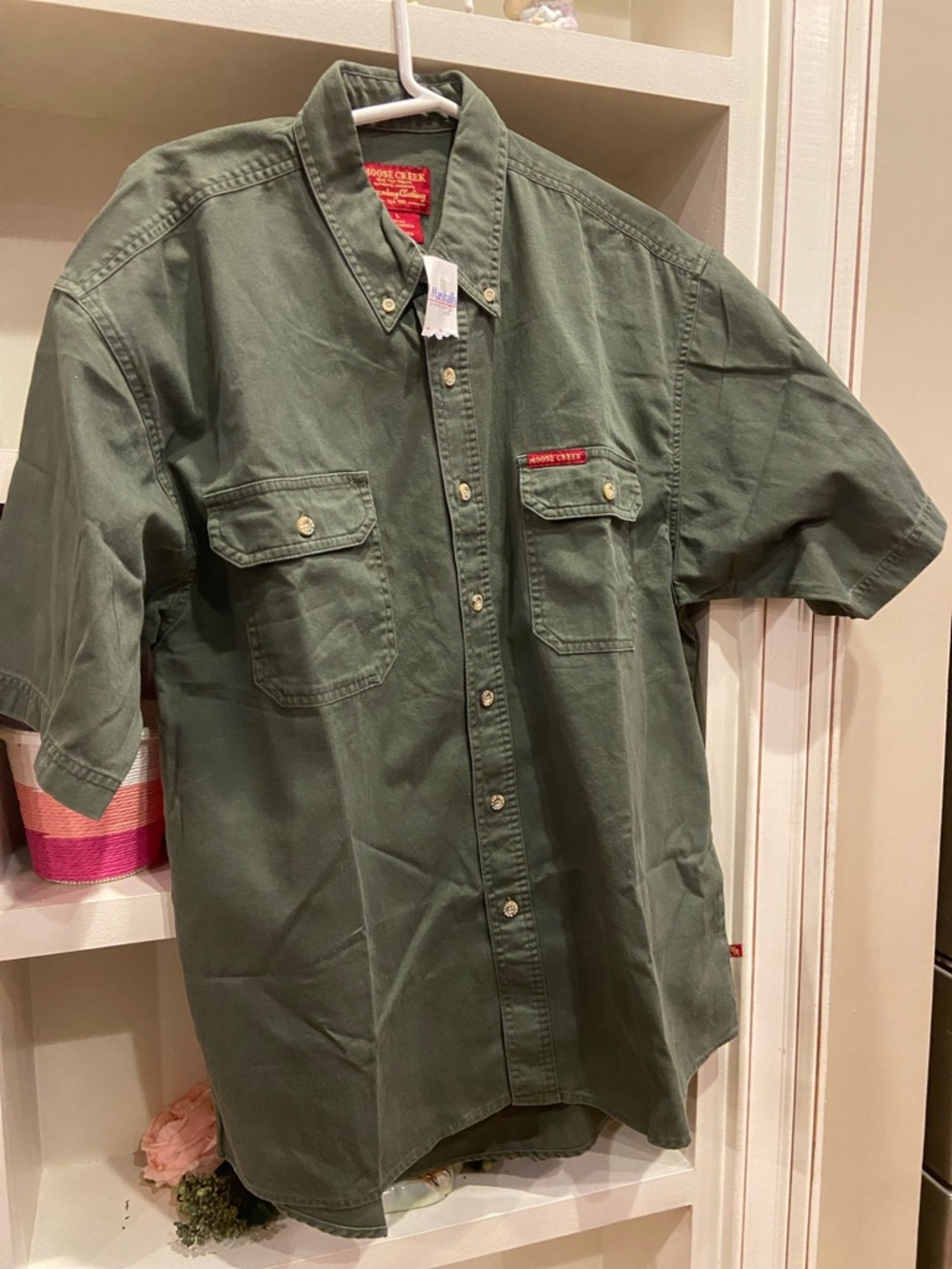 Moose Creek NWT Short-Sleeve Button-Down Work Shirt Olive Green